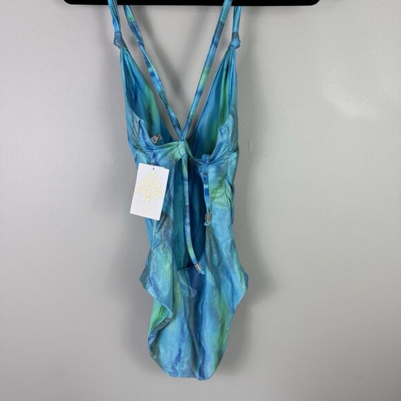 Becca by Rebecca Virtue Solar Energy One Piece Swimsuit M Blue Green Metallic - Picture 7 of 9